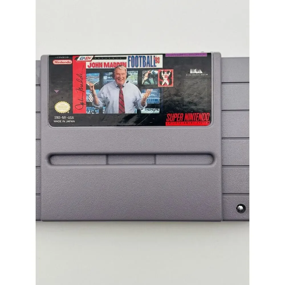 John Madden Football 93 SNES (Super Nintendo USA, 1992) Cart Only Tested Works